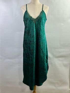 Inner Most Green Satin Lace Slip Dress Nightgown Size M